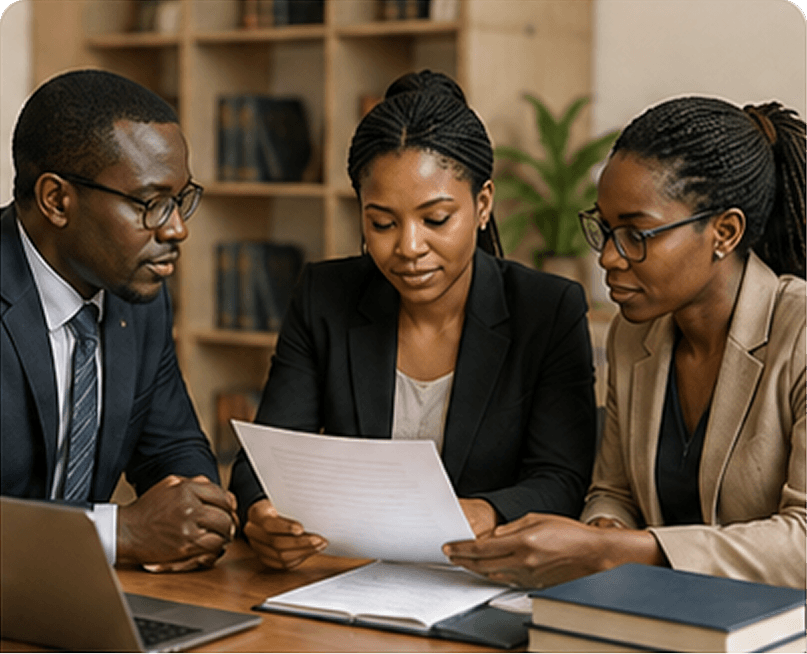 Legal teams collaborating and receiving support